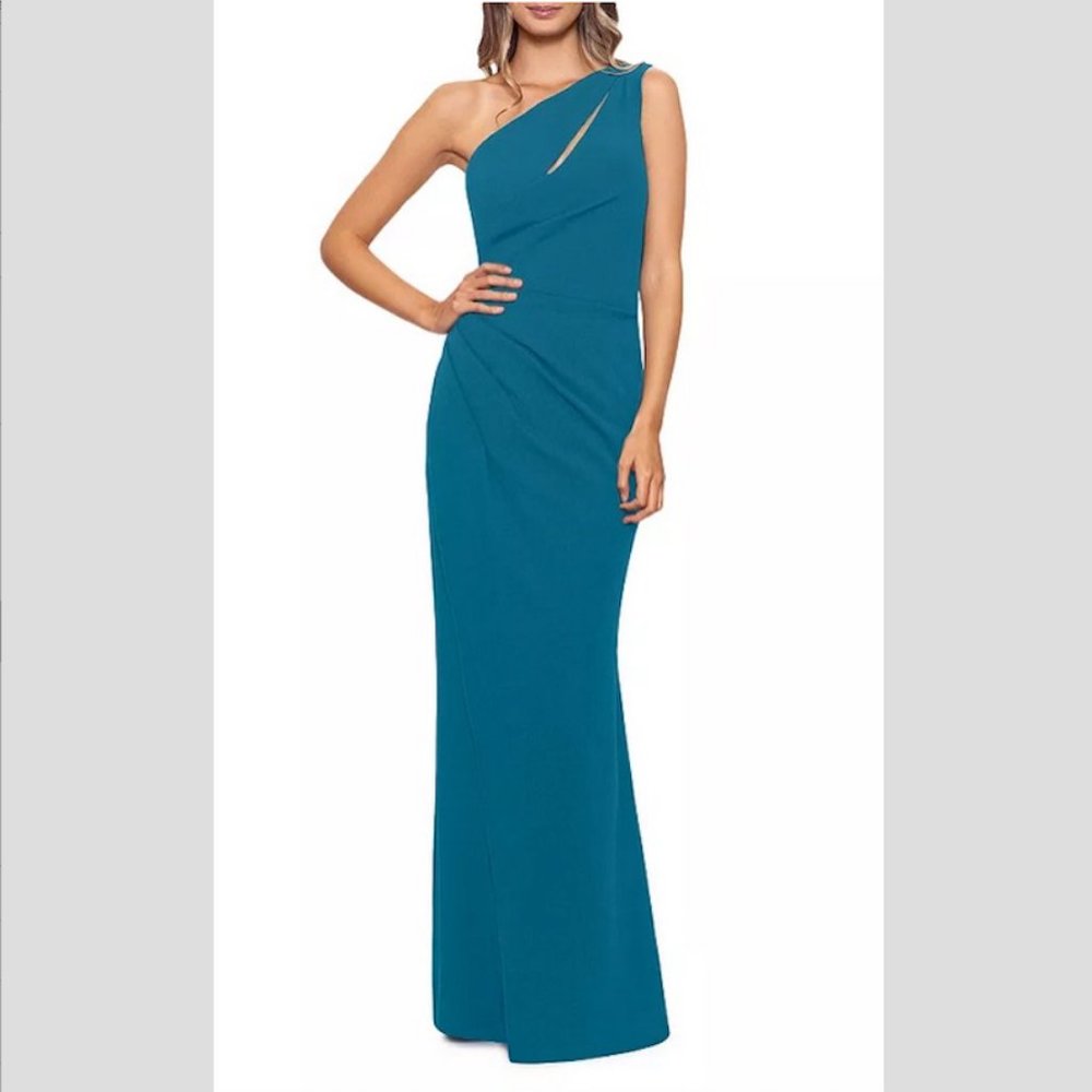 AQUA-Bloomingdale’s one shoulder gown, azure, size 10